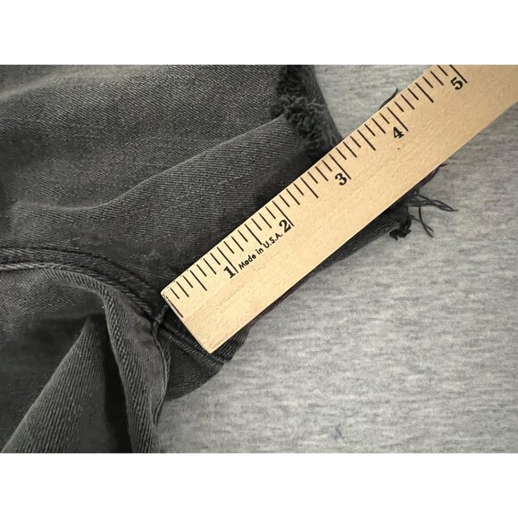 Madewell High Rise Black Denim Shorts Womens 28" Waist Stretch Cut Off Fringe - Picture 8 of 8